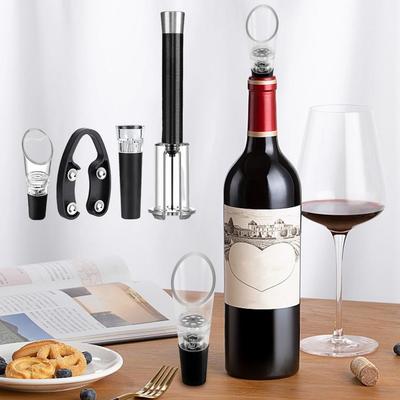4Pcs/Set Aluminum Alloy Bottle Opener Air Pump Pressure Opener Foil Cutter Inflatable Pourer Vacuum Stopper Wine Cork Extractor
