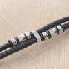 15mm European & American Double-Layer Woven Leather Bracelet with Gold-Inlaid Titanium Steel