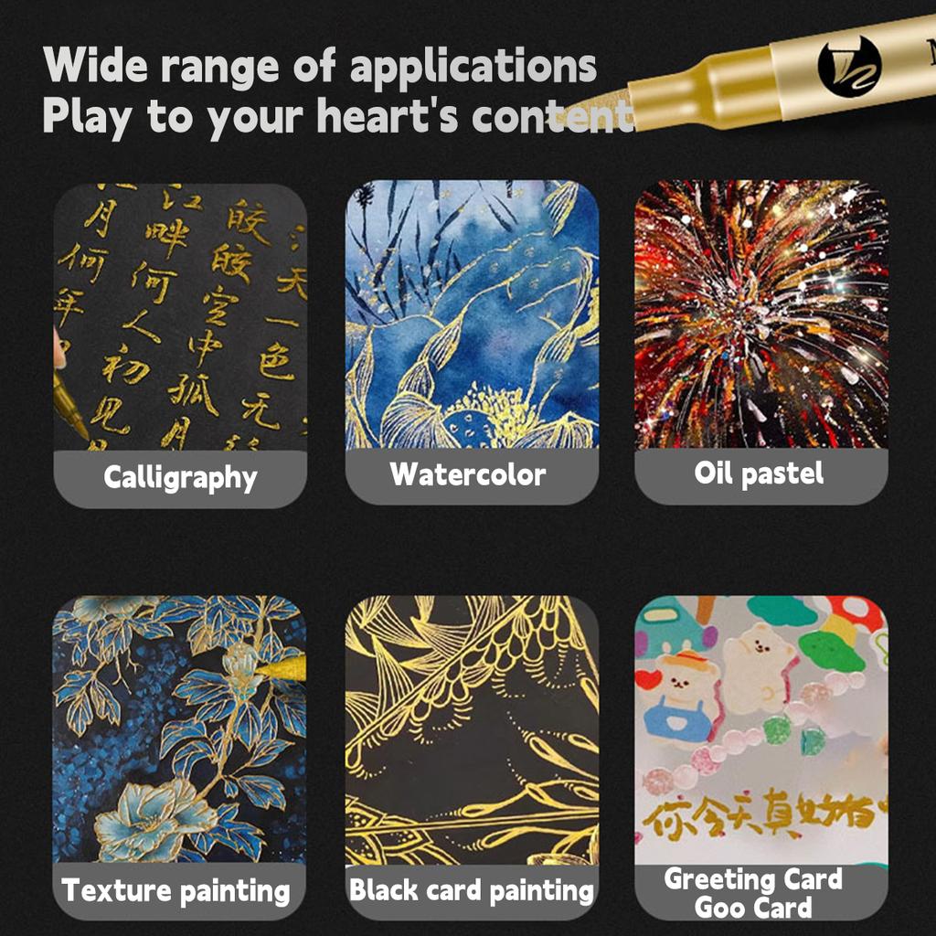 1-12 Stück Metall Weicher Kopf Permanent Wasserbasierter Marker Stift Malen DIY Kunstschaffung Signatur Kunst Grußkarte Schülerbedarf