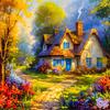 5D Diamond Painting Set Suitable for Home & Office Wall Decor - Autumn-Themed Round Diamond Beads with Vibrant Colors, DIY House Art Craft, Cozy Fall 