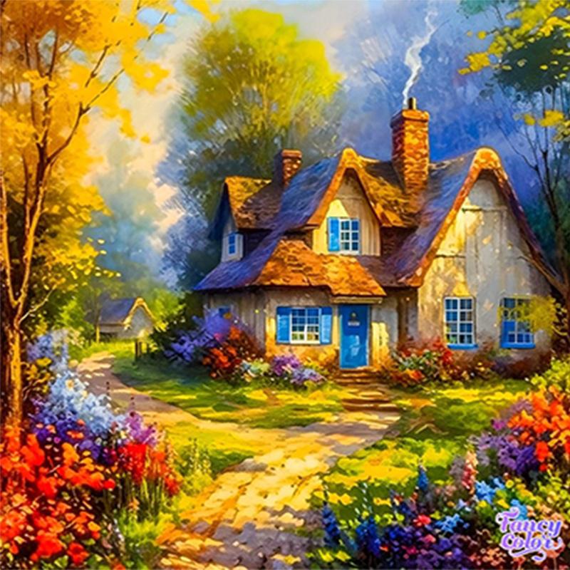 5D Diamond Painting Set Suitable for Home & Office Wall Decor - Autumn-Themed Round Diamond Beads with Vibrant Colors, DIY House Art Craft, Cozy Fall