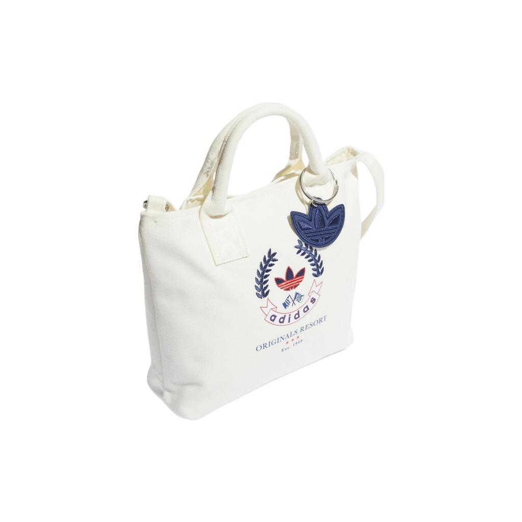 adidas Originals Trefoil Logo Print Polyester Tote Bag Unisex Bags White HK0118