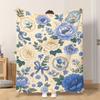 Fflannel Blanket 1pc Flowers And Ribbons Pattern Soft Comfortable and Warm This Nap Blanket/sofa Blanket Is Suitable for All Seaso