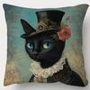 1pc Victorian Cat Pillowcase Suitable for Sofa, Living Room, Bedroom - Victorian Style Cat Print with Zipper Closure, Polyester Fabric, Traditional De