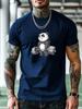 Green Summer Graphic T-shirt - Casual Round Neck Short Sleeve Tee with Panda Weightlifting Design