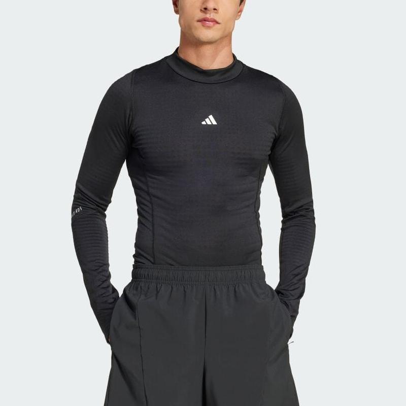 Adidas Cold.Rdy Tech Fit Solid Logo Print Training Long Sleeve T-Shirt Men Tops Black IN5584