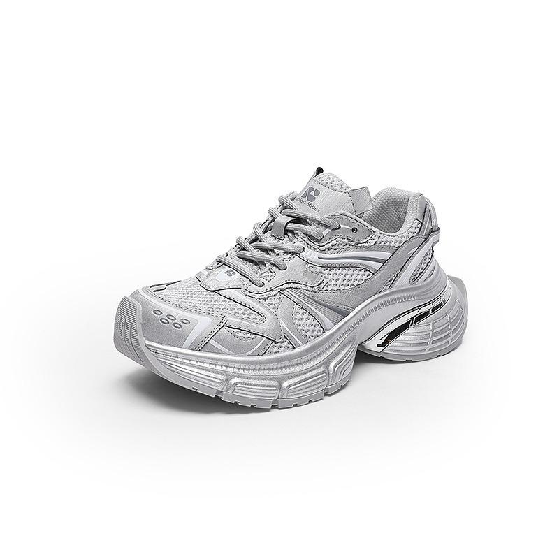 Dad Shoes Women's Spring New Simple Trend Leather Mesh Breathable Platform Casual Sports Shoes
