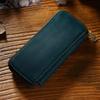 Hard Shell Leather Pencil Case Zipper Pen Case 3 Pen Slots Large Compartment