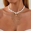Ingemark Boho Starfish Pendent Necklace for Women Vintage Silver Color Metal Tassel Chokers Chain New Beach Jewelry Accessories