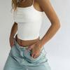 Cross-Border Internet Celebrity Pure Color Spaghetti Strap Flat Tube Top Ice Silk Sling Slim Looking Sexy Short All-Match Vest