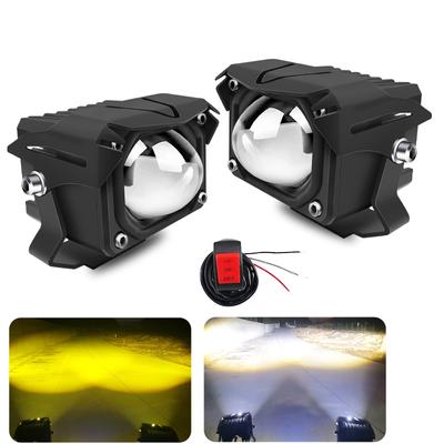 Motorrad LED Arbeitslicht Bar Mini Fahrlicht Dual Color Off Road Spotlight LED Projektorlinse Nebelscheinwerfer für Auto LKW ATV SUV