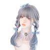 Lolita Lady Curly Long Hair Gradient Blue Fluffy Cute Cosplay Wig Net for Heat Perfect for and Costumes Wig, Gray-Blue, Women, Resistant, Photography,