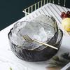 Japanese Gold Rim Hammered Glass Bowl - Fruit Salad & Sushi Plate Tableware