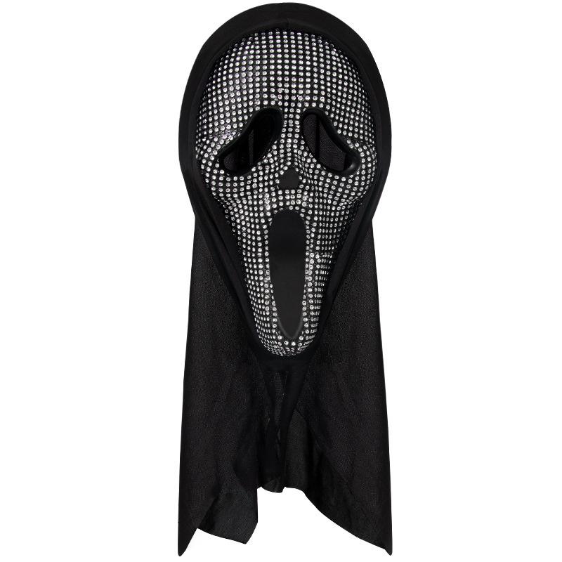 Halloween New Ghost Face Mask COS Costume Party Props with Rhinestones Screaming Mask