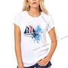 T-Shirt mit Vintage-Muster und Segelboot-Print, für den Sommer, kurzärmelig, lässige Mode, Grafik, Unisex-T-Shirts, Streetwear, WoUnisex-Kleidung