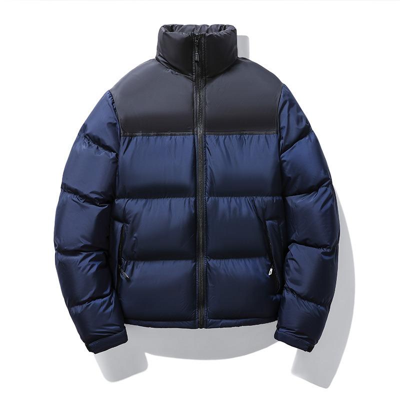 New Color-inserted Cold-proof Cotton-padded Clothes Trendy Couple Jackets Fashionable Blue Thickened Warm Short Cotton-padded Clothes