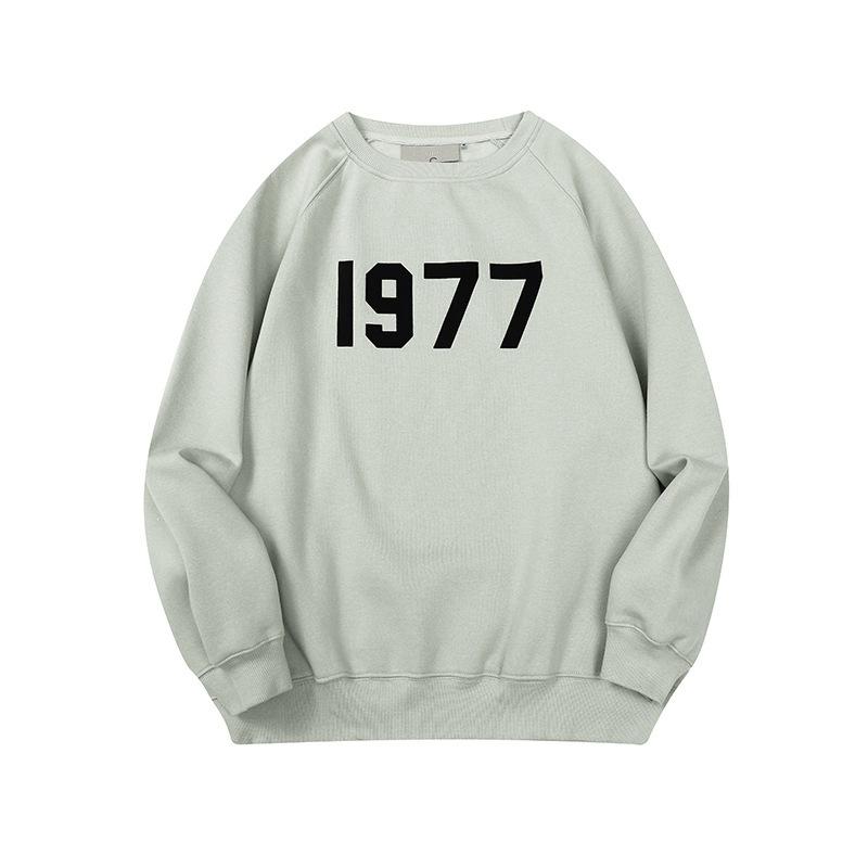 Three-dimensional flocking 1977 men's and women's American high street hoodie sweater trousers casual suit
