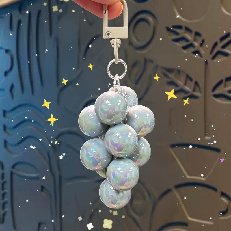 Charming Transparent Acrylic Grape Cluster Keychain - Women's Handbag Accessory & Small Gift