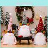 Adorable Christmas Gnome Plush Doll With Led Lights In Pink Gray And Red Colors