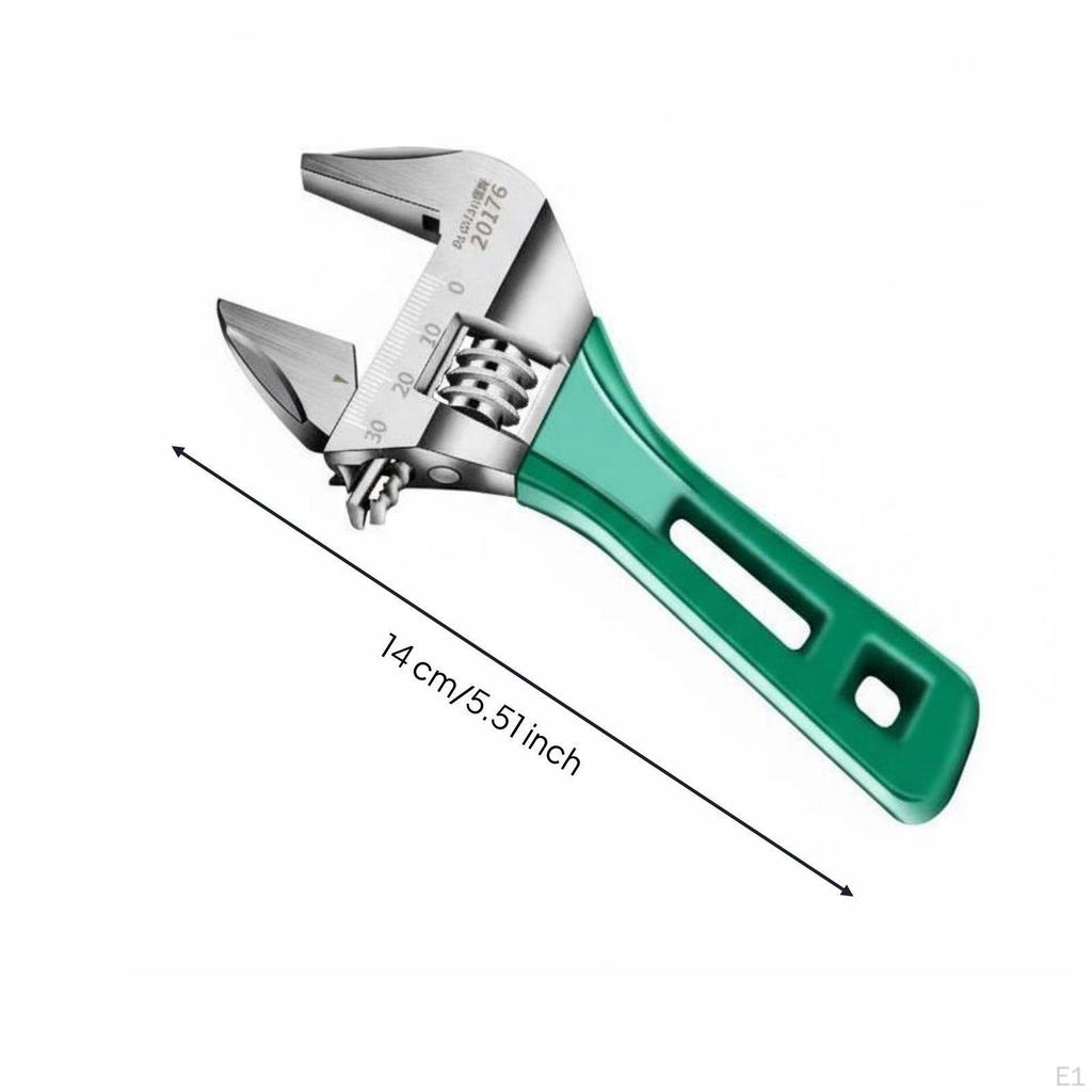 Short Handle Adjustable Spanner Heavy Duty Plumbing Wrench NonSlip Grip Wide Opening