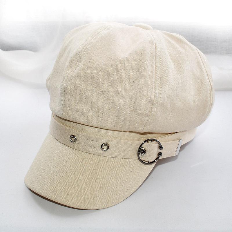 Høst Vinter Kvinner Baseball Cap Nye Dame Caps Vintage Octagonal Cap Beret Svart Hvit Casual Caps Med Metallspenne Hot