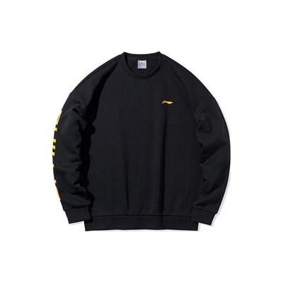 Li Ning Campus Series Letter Round Neck Pullover Sweatshirt Unisex Sweatshirt Black YWDT311-2