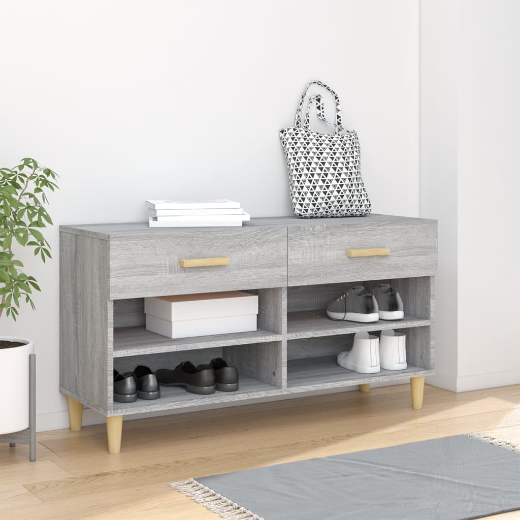 Shoe Cabinet Grey Sonoma 102 X 35 X 55 Cm Particleboard