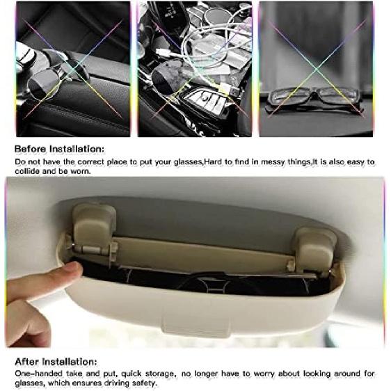 Car Sunglasses Holder Clip Eyeglasses Storage Box Glasses Case, for Volvo XC40 XC60 XC90