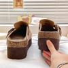 Half-tow bag head slippers women's heightened belt buckle one pedal Birkenstocks muffin thick sole