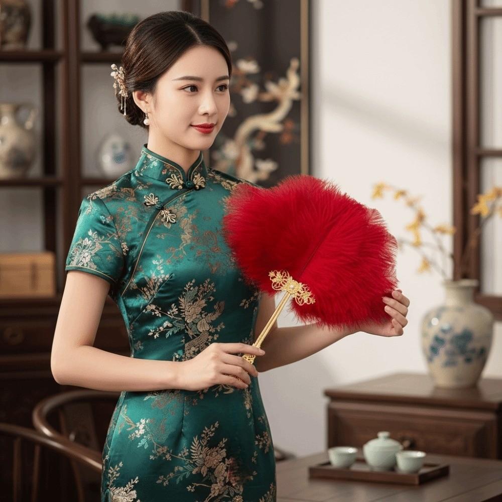 Federhandwerk Federfächer Cosplay-Requisiten Cheongsam Tanz-Requisiten Hochzeitsaccessoires