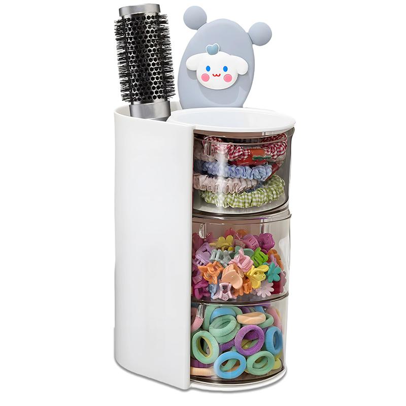 Hair Accessories Organizer With Hair Brush Holder, Rotatable Makeup Brush Holder