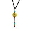 New retro ethnic style safety buckle sweater chain cotton and linen clothing accessories long necklace women