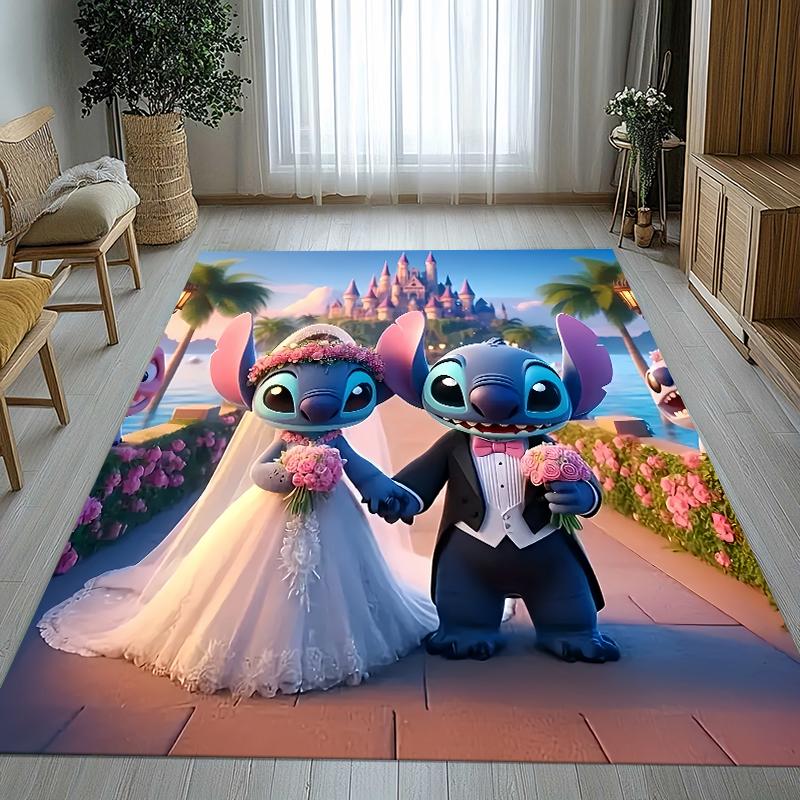 Cute S-Stitch Cartoon Living Room Non-Slip Area Rug Soft Carpet for Bedroom Kids Playroom Sofa,Home Decor Doormat Gift