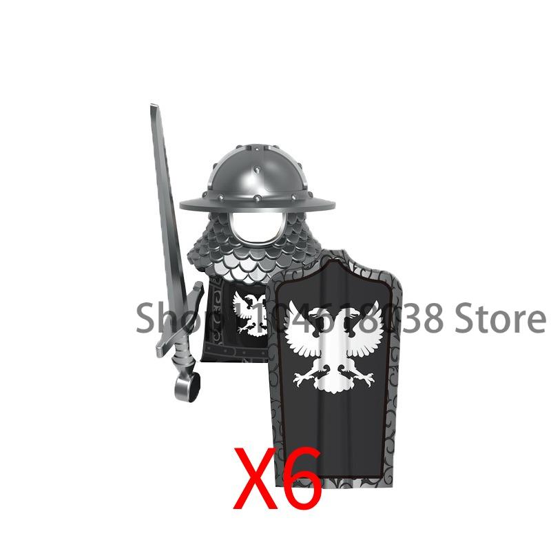 Medieval Castle Soldier Action Figures Building Block Empire Templars Lancer Warrior Militia Helmet Shield Sword Bow Toy Gifts