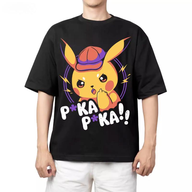 Покемон Короткий рукав Мужские и Женские Один Стиль Удобный Короткий рукав Одежда для Пар Повседневный Короткий рукав Популярный S