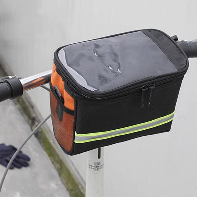 Durable Bicycle Bags Bicycle Front Reflective Strip Handlebar Bag Multifunction Portable Bike Frame Shoulder Bag Organizer