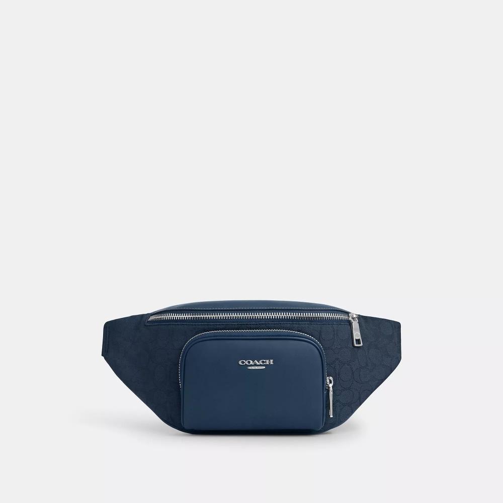 

Coach Racer Belt Bag In Signature Jacquard Silver Denim Dark Denim One Size