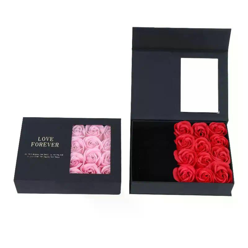 12 Roses Soap Flower Jewelry Gift Box With Gift Bag Valentines Day Gift Box For Necklaces Earrings Rings Packaging Box