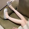 Fashion Elegant Ladies Pearl Band Mary Janes Shoes Round Toe Cozy Flock Ballet Flats Women Solid Color Beading