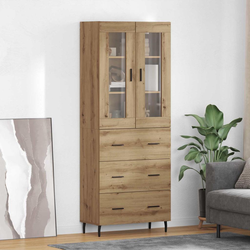 Highboard with Drawers 2 pcs Artisan Oak Wood Material