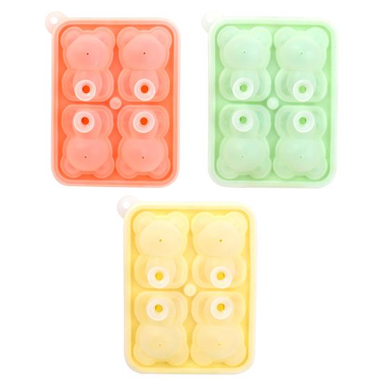 Bear-Shaped Ice Cube Tray Easy-Release Silicone Ice Mold for Freezer Cute Animal Ice Maker for Cocktails Coffee Summer Kitchen Tool