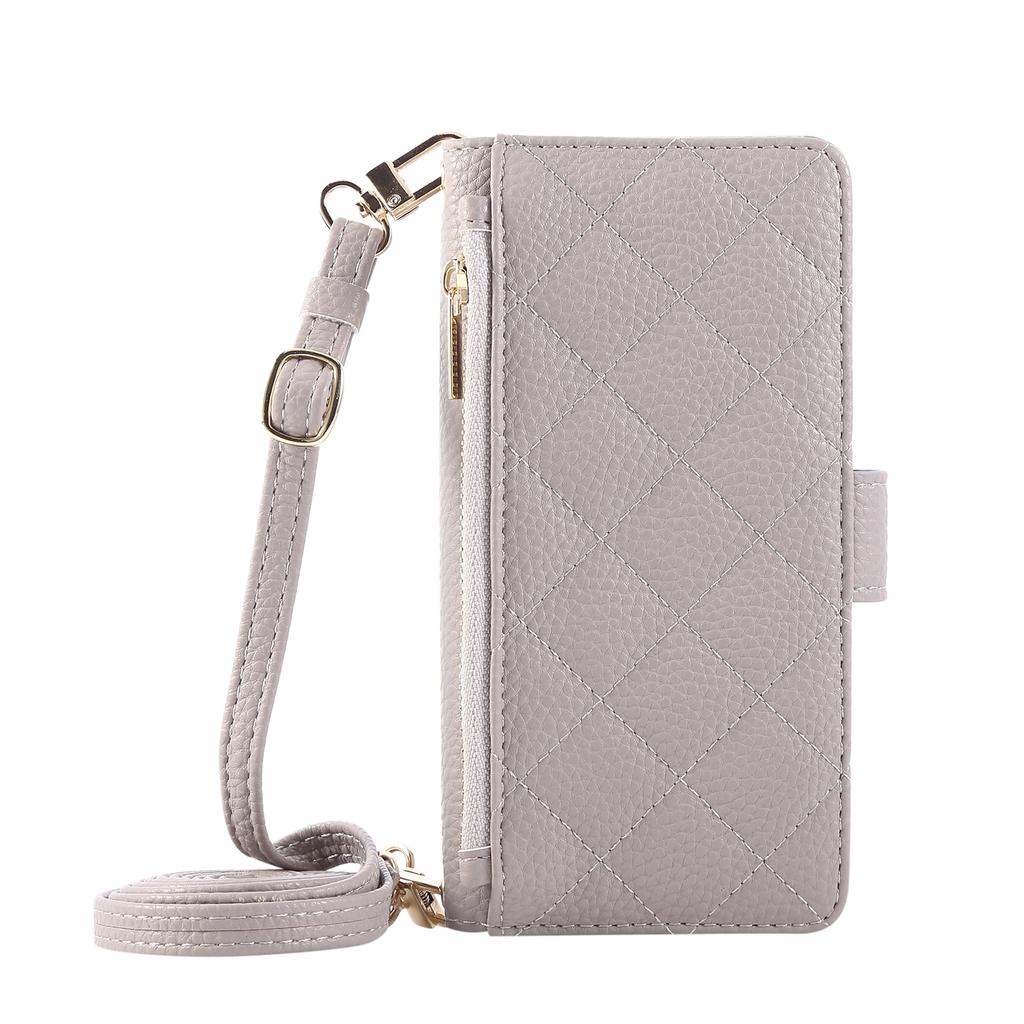 For Samsung Galaxy S25 Edge S24 S23 S22 S21 Ultra FE Wallet Case with Mirror, Wristlet & Crossbody Strap, Zipper Card Holder