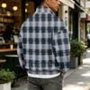 Men's Plaid Quarter-Zip Long Sleeve Flannel Sweatshirt Casual