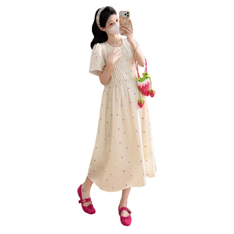 2026 Summer French Style Maternity Dress: Stylish & Thin, Mid-Length, Plus Size, Korean Version