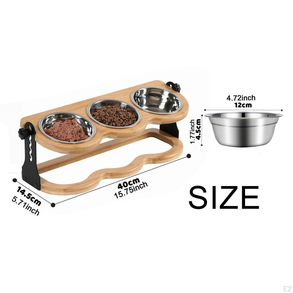 Cat Feeding Bowl with 3 Bowls Raised Feeder Elevated Pet for Indoor Cats Puppy