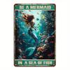 Vintage Mermaid Metal Wall Art, Rustic Sea Ocean Decor for Home Kitchen Cafe