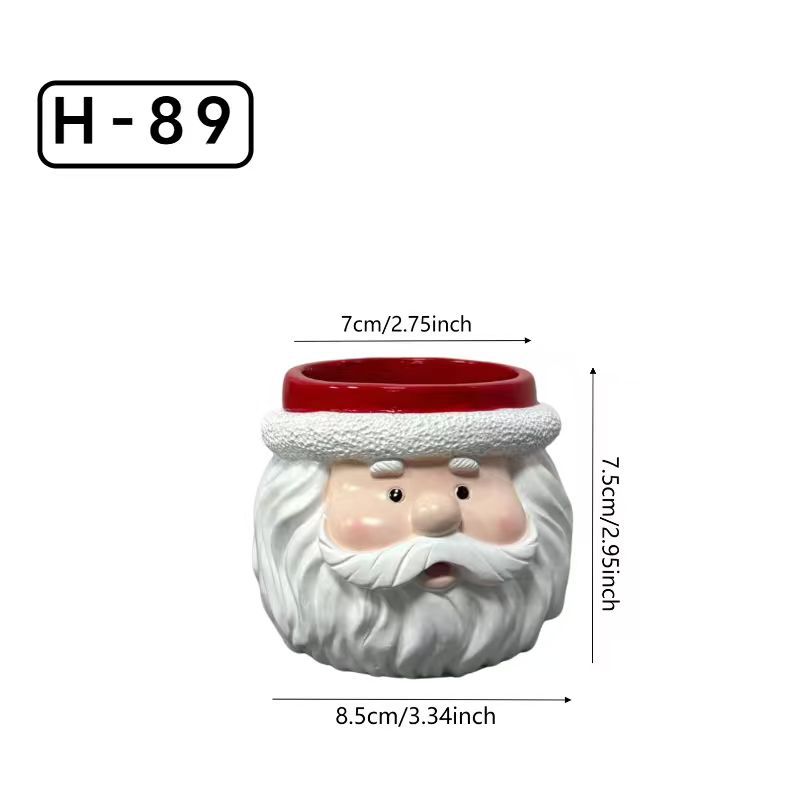 Cartoon Christmas Snowman Santa Succulent Resin Small Flower Pot Holiday Desk Decoration Hot Export Style