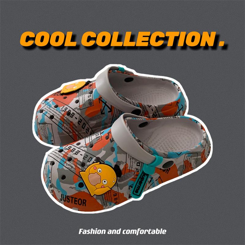 Cool slippers women's summer outer wear household thick-soled non-slip hole shoes ins couple beach slippers men