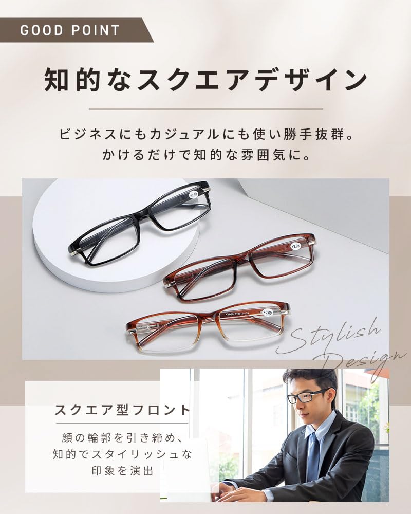 Stylish Reading Blue Light Prescription Lenses Available in [bh life] Men's Glasses, Blocking, Compact, Lightweight, 1.0, 1.5, 2.0, 2.5, 3.0, 3.5, 4.0