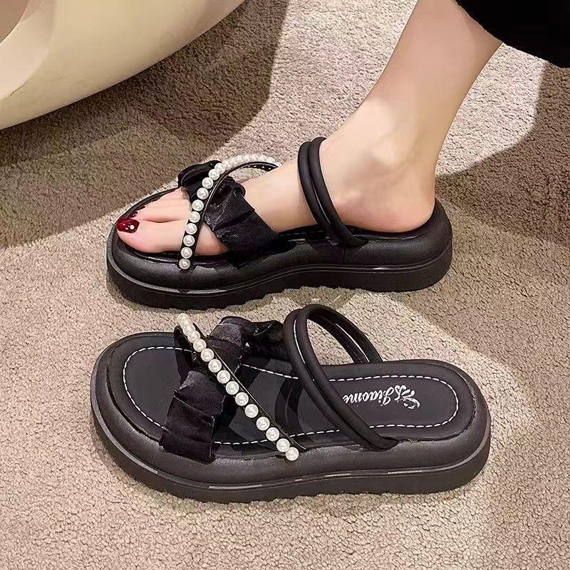 

модные универсальные шлепанцы на толстой мягкой подошве, новинка высокой ценности, женские летние для улицы, фея, студенческие, женские сандалии 40-41 fits 39-40 feet